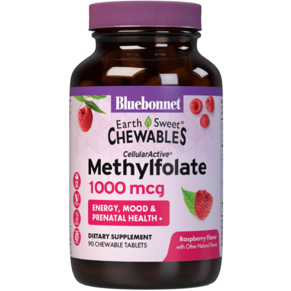 BlueBonnet Earth Sweet Cellular Active Methylfolate 1000 mcg Chewable Tablets, 90 Count (743715004559)