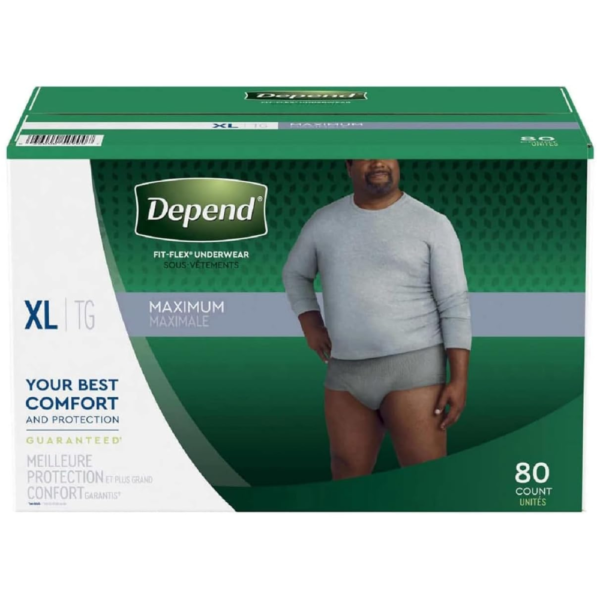 Depend Fit-Flex Extra Large Maximum Absorbency Underwear for Men, 80 Count
