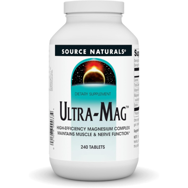 Source Naturals Ultra-Mag High-Efficiency Magnesium Complex - Maintains Muscle & Nerve Function - 240 Tablets