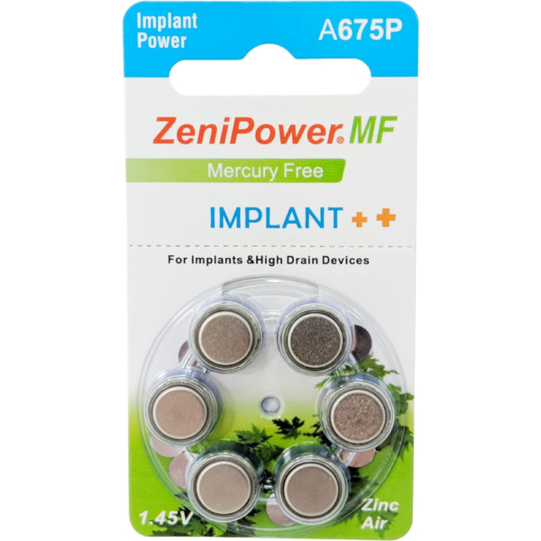 Cochlear Implant Batteries Size A675P Zero Mercury (60 Batteries)