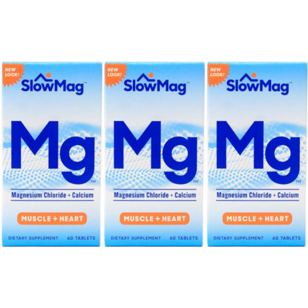 Slow Mag Magnesium Chloride and Calcium, 60 Tablets each (Value Pack of 3)
