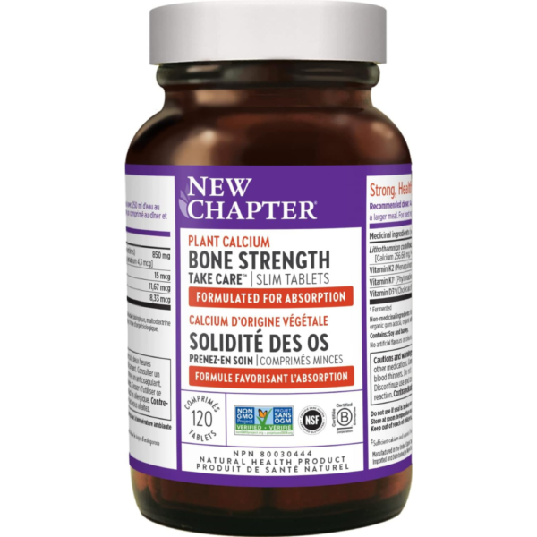 New Chapter Calcium Supplement – Bone Strength Organic Plant Calcium with Vitamin K2 + D3 + Magnesium, Vegetarian, Gluten Free - 120 count (40 day supply)