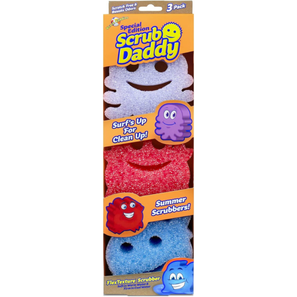 Scrub Daddy Sponge - Summer Shapes - Non- Scratch Scrubbers for Dishes and Home - 3ct